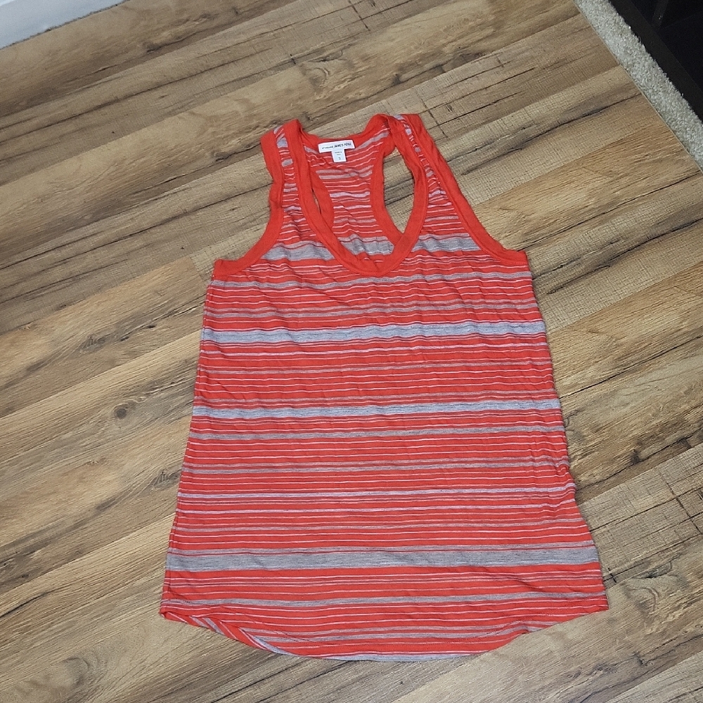 STANDARD JAMES PERSE Red Gray Striped Racerback Tank